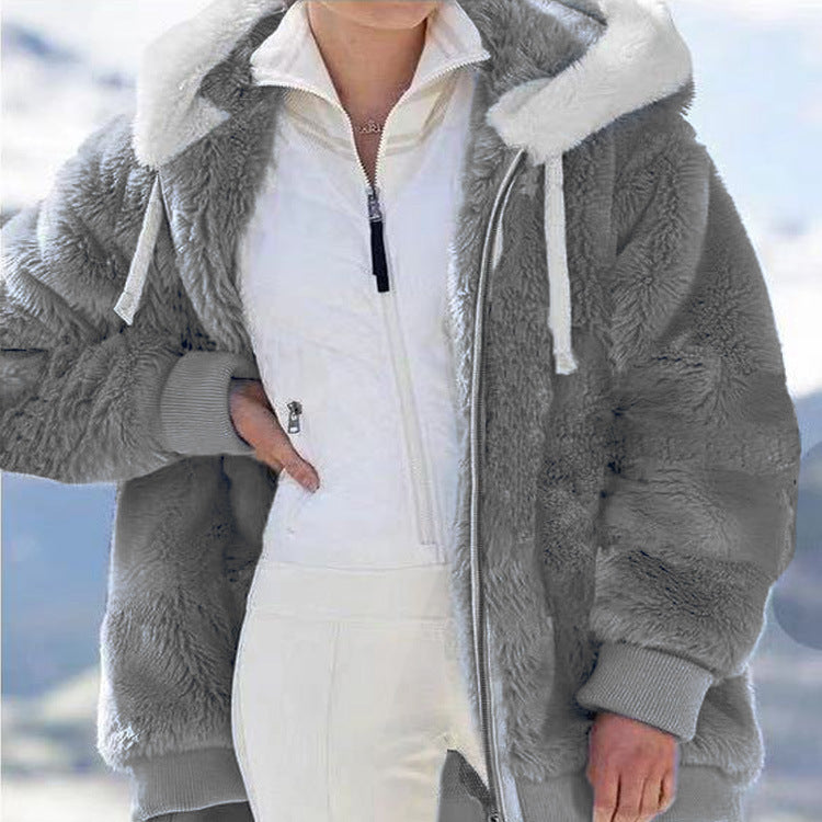 ❄️☃️[S-5XL] Ženska jakna 2026 s kontrastnimi črtami iz debele plišaste tkanine