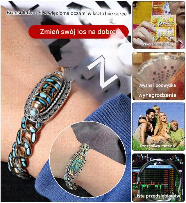 Bransoletka ze srebra próby 925, retro, sześciocyfrowa, turkusowa, z mantrą, z koralików transferowych