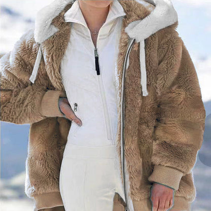 ❄️☃️[S-5XL] Ženska jakna 2026 s kontrastnimi črtami iz debele plišaste tkanine