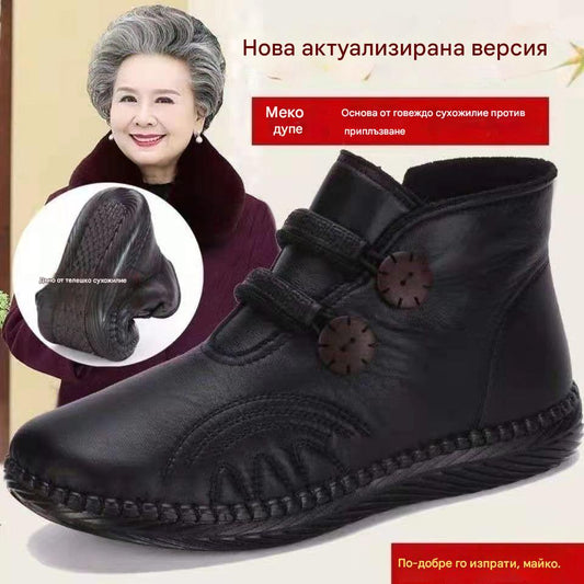💥【Горещи продажби – Намаление 40%】Дамски кожени ботуши с подплата, противоплъзгащи и топли, задължителни за есента и зимата