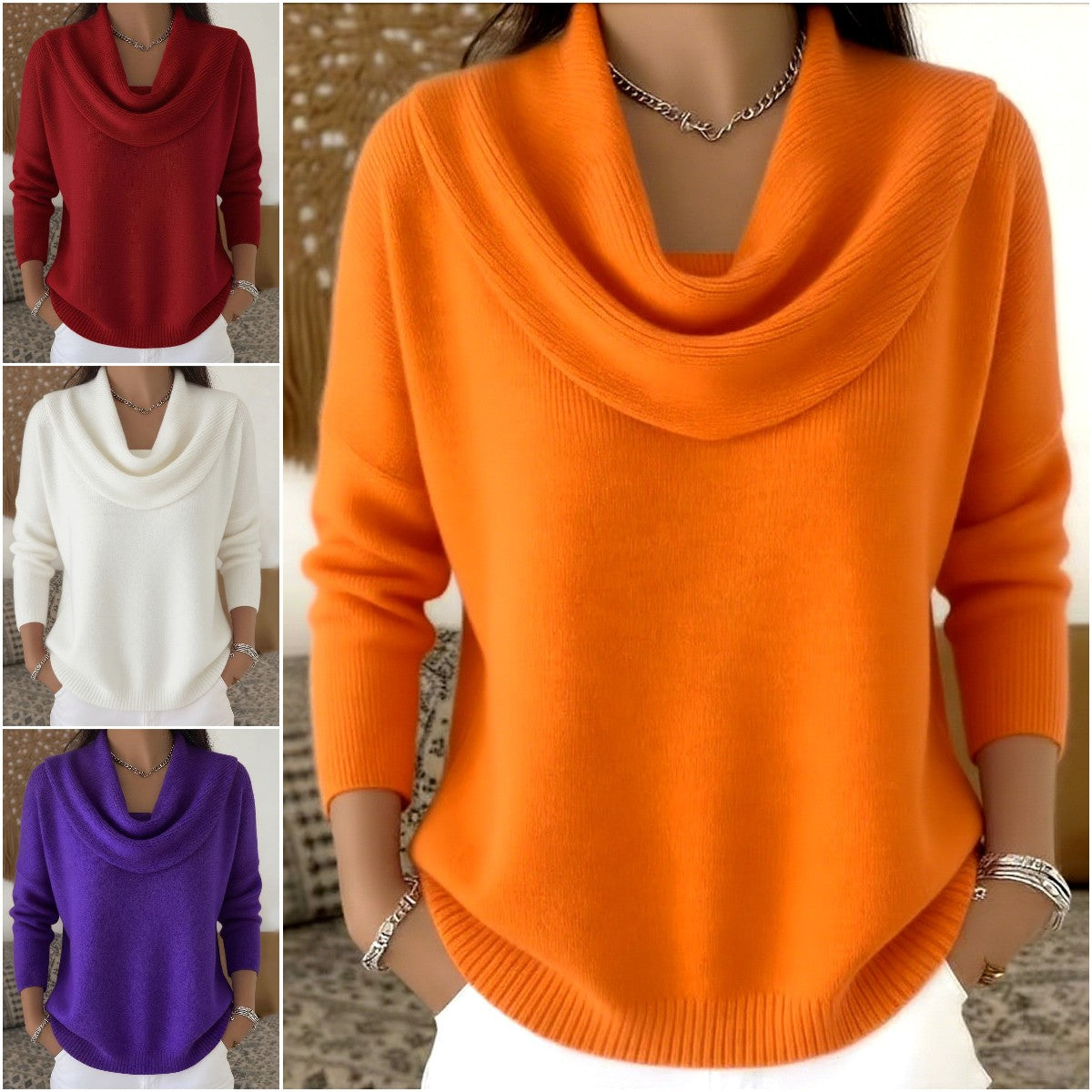 💓 Ostatni dzień – 50% zniżki【S-3XL】✨2026 Nowy modny damski sweter w jednolitym kolorze