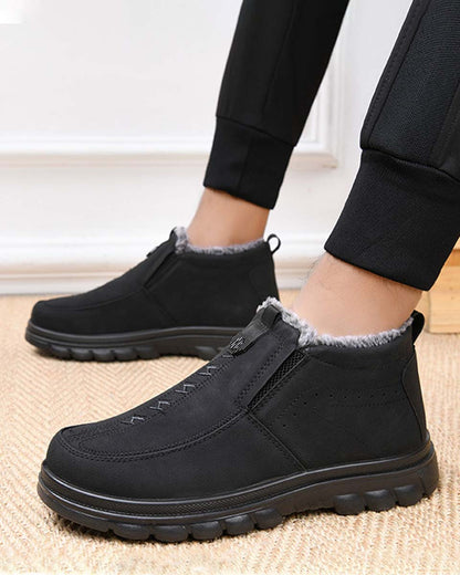 🔥Népszerű termék🔥【39-47】Férfi meleg, hétköznapi cipő kerek orral, meleg, kényelmes, csúszásmentes és tartós