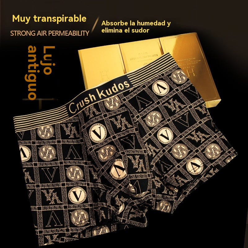 🔥【Kupte 4 a získejte 4 zdarma】🚹✅💥【40-140 kg】Pánské prodyšné spodní prádlo z ledového hedvábí, bezešvé pohodlné spodní prádlo, nadměrné velikosti, módní potisk