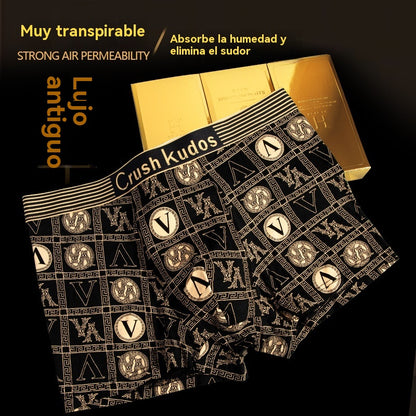 🔥【Kupte 4 a získejte 4 zdarma】🚹✅💥【40-140 kg】Pánské prodyšné spodní prádlo z ledového hedvábí, bezešvé pohodlné spodní prádlo, nadměrné velikosti, módní potisk