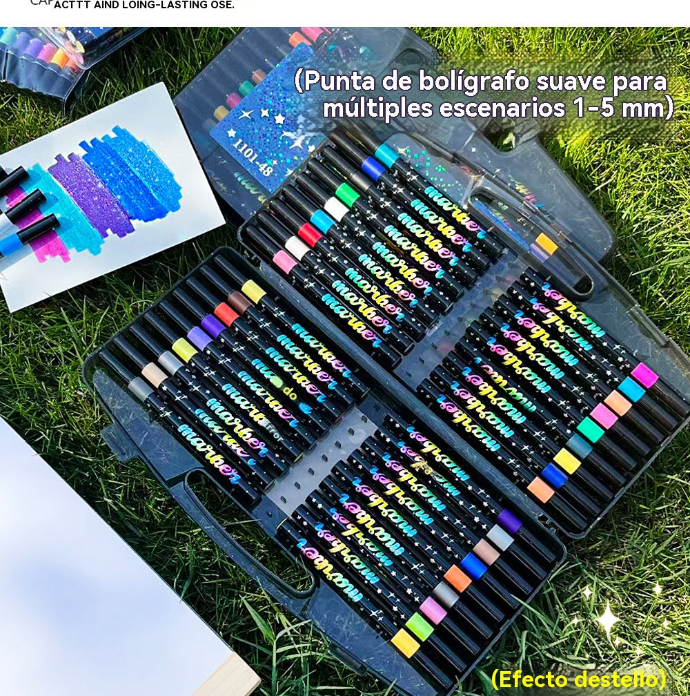 🔥✨️Σετ μαρκαδόρων με γκλίτερ διπλής όψης