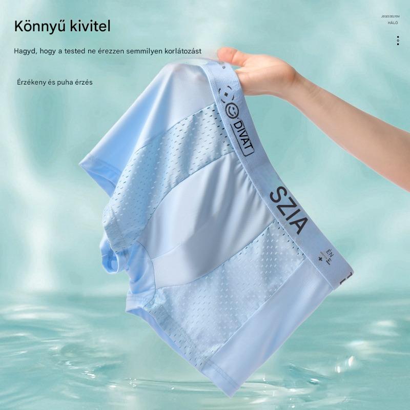🔥【Vásárolj 3-ot, kapsz 3-at ingyen】Légáteresztő, hálós Ice Silk férfi boxeralsó. Rugalmas, kényelmes és lélegző.-4172187