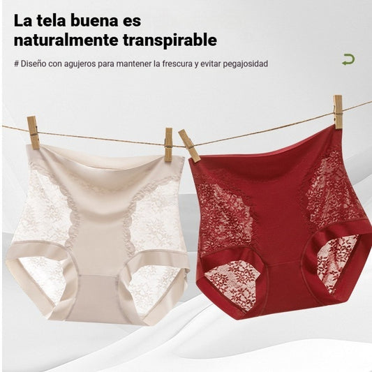 😍【Kúpte 2, získajte 3 zadarmo】👙Dámske vysoko elastické bezšvové čipkované nohavičky na stiahnutie bruška, tvarujúce a zdvíhajúce zadok