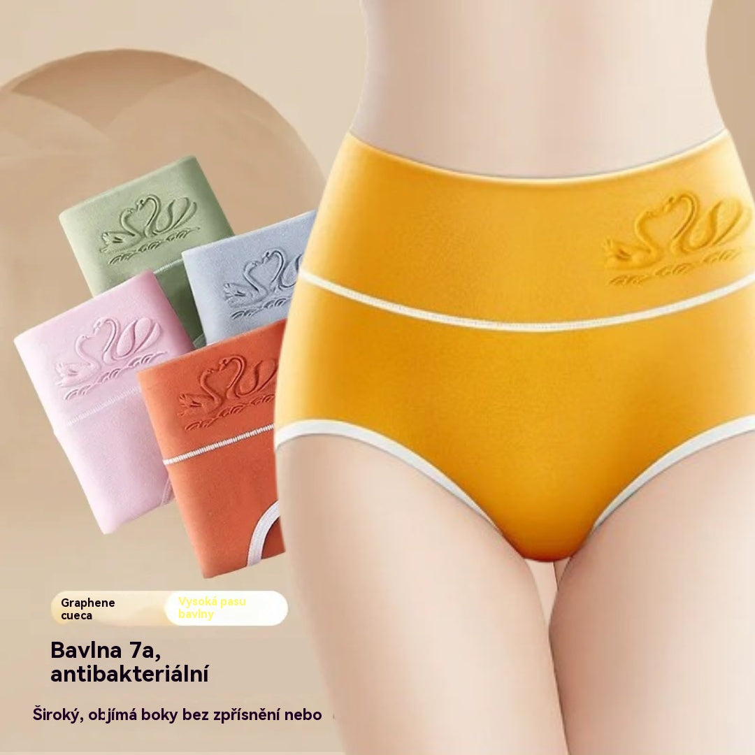 🎁✨🩲Dámské spodní prádlo z čisté bavlny s vysokým pasem, antibakteriální Graphene 7A v rozkroku, zvětšení bříška a hýždí, prodyšné.
