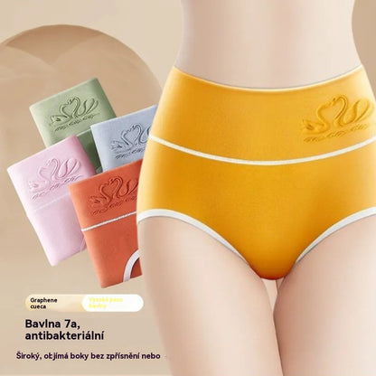 🎁✨🩲Dámské spodní prádlo z čisté bavlny s vysokým pasem, antibakteriální Graphene 7A v rozkroku, zvětšení bříška a hýždí, prodyšné.