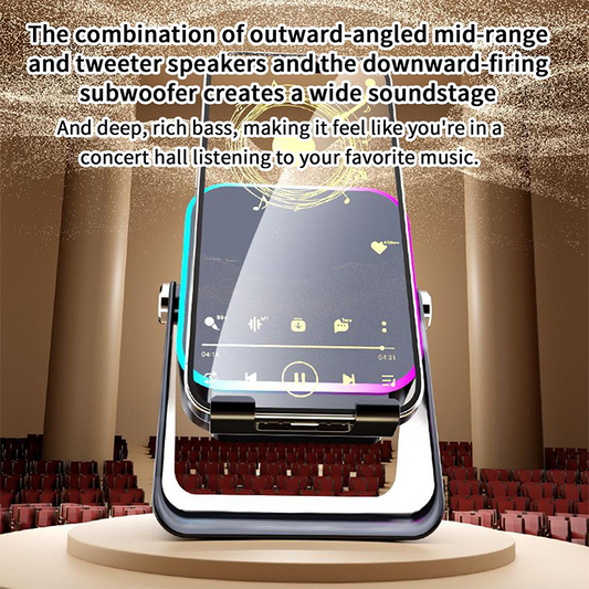 🔥📢 50% ΕΚΠΤΩΣΗ! Ηχείο Bluetooth 5 σε 1 με ασύρματη φόρτιση και ρυθμιζόμενη βάση τηλεφώνου 🎶⚡