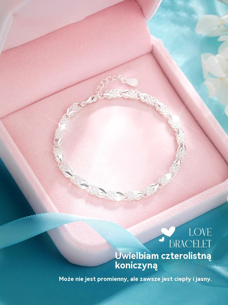 😀👉💖🍀Uwielbiam nową modną bransoletkę ze srebra próby 925 z czterolistną koniczyną dla kobiet【30% ZNIŻKI】