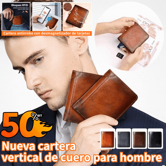 👝 Nueva cartera antirrobo de cuero genuino para hombre