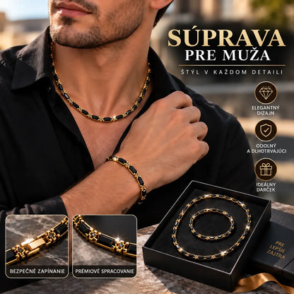 ✨ Čierno-zlatá súprava šperkov | Náhrdelník + náramok | Elegantný doplnok na každodenné aj slávnostné nosenie