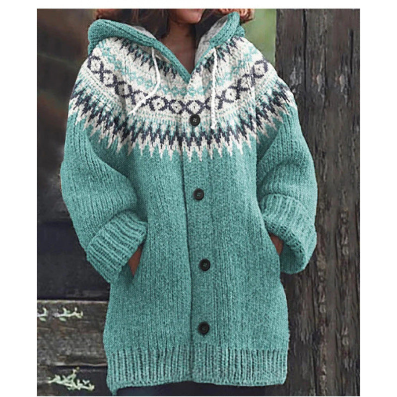 🤗🔥【S~5XL】✨Jesen/zima Nova elegantna barvita retro jakna s kapuco