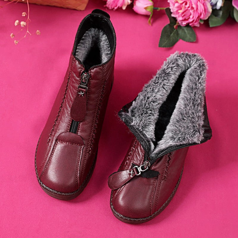 💥2026 Нови зимни удебелени зимни ботуши с плоска подметка, дамски памучни обувки