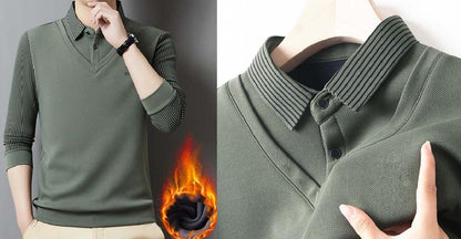 🔥 Εποχιακή προσφορά -50% 【M-4XL】👔 Ανδρικό premium κασμιρένιο ζεστό σετ μπλούζας με μακριά μανίκια