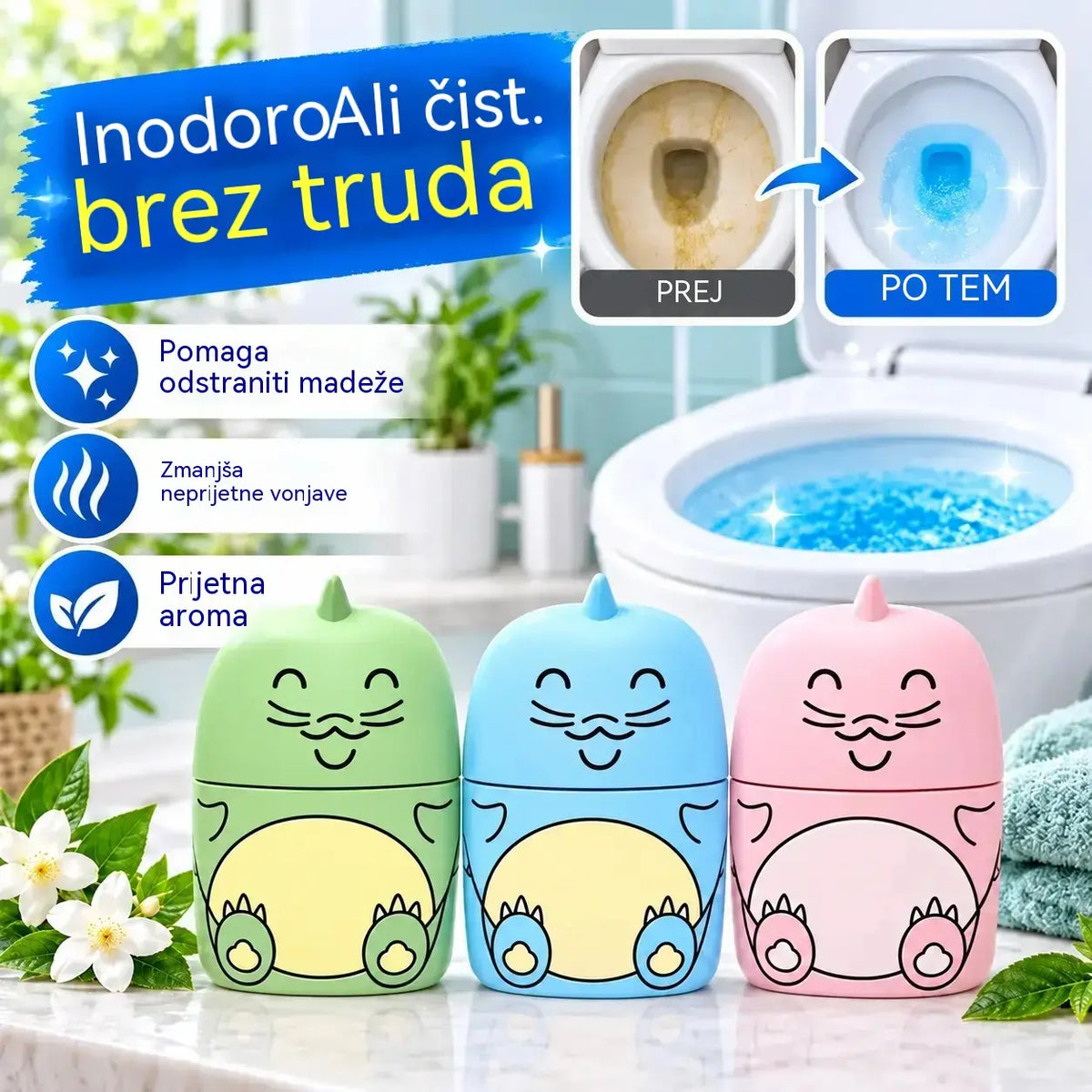 Čistilo za stranišče dobite za polovično ceno! 💥 【Komplet s 3 sredstvi】Vsaka steklenička zadostuje za 2000 splakovanj – poslovite se od ročnega čiščenja stranišča. ❤