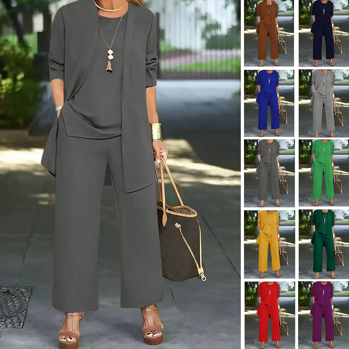 🧥【S-5XL】 Limitovaná ponuka: 50% zľava na elegantnú dámsku trojdielnu súpravu voľného strihu🍂
