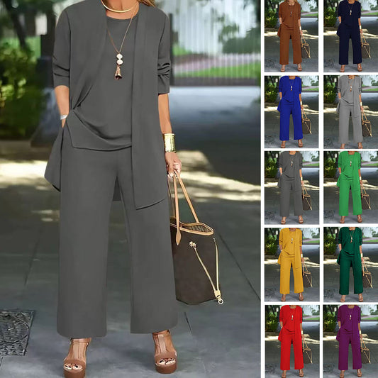 🧥【S-5XL】 Limitovaná ponuka: 50% zľava na elegantnú dámsku trojdielnu súpravu voľného strihu🍂