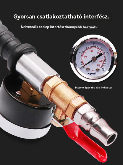 🔥 Különleges ajánlat! 🔥 Nagy sűrűségű fúvóka könyökkel és manométerrel a gumiabroncsnyomás pontos méréséhez; nagy ellenállóság és tartósság. 🔥