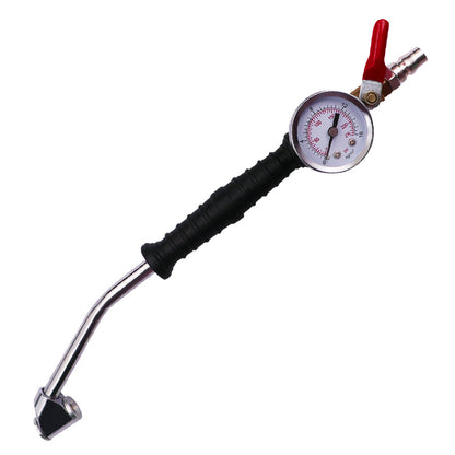 🔥 Különleges ajánlat! 🔥 Nagy sűrűségű fúvóka könyökkel és manométerrel a gumiabroncsnyomás pontos méréséhez; nagy ellenállóság és tartósság. 🔥