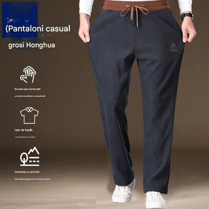 💥Ανδρικό Casual Παντελόνι με Φλις Επένδυση σε Μεγάλα Μεγέθη για Φθινόπωρο και Χειμώνα