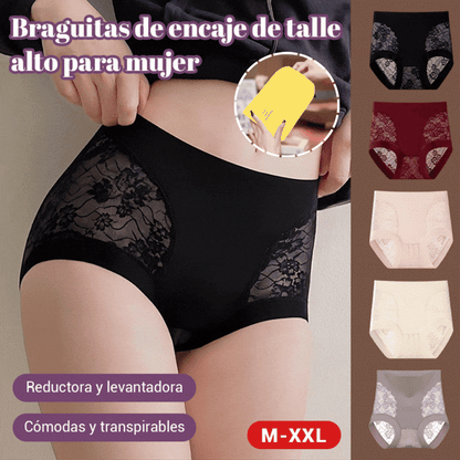 😍【Kúpte 2, získajte 3 zadarmo】👙Dámske vysoko elastické bezšvové čipkované nohavičky na stiahnutie bruška, tvarujúce a zdvíhajúce zadok