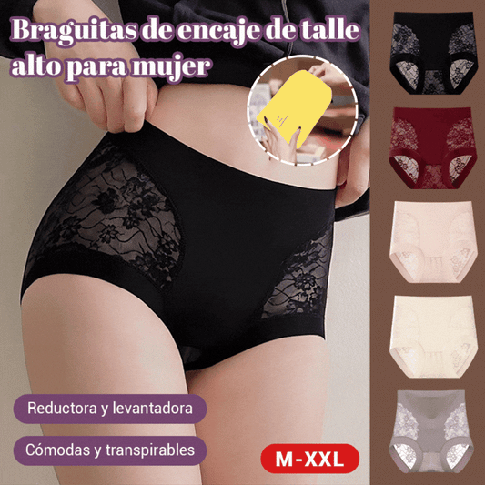 😍【Kúpte 2, získajte 3 zadarmo】👙Dámske vysoko elastické bezšvové čipkované nohavičky na stiahnutie bruška, tvarujúce a zdvíhajúce zadok