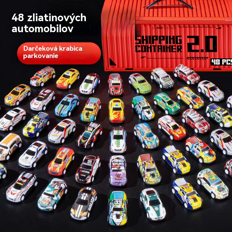 🎅Božična razprodaja - 50 % popust🎁 48 mini avtomobilčkov s povratnim potegom in vgrajeno garažo