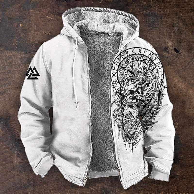 🔥Горещи продажби🧥【S-5XL】Нова мъжка блуза с качулка и цип, ретро, с триизмерна дигитална печат