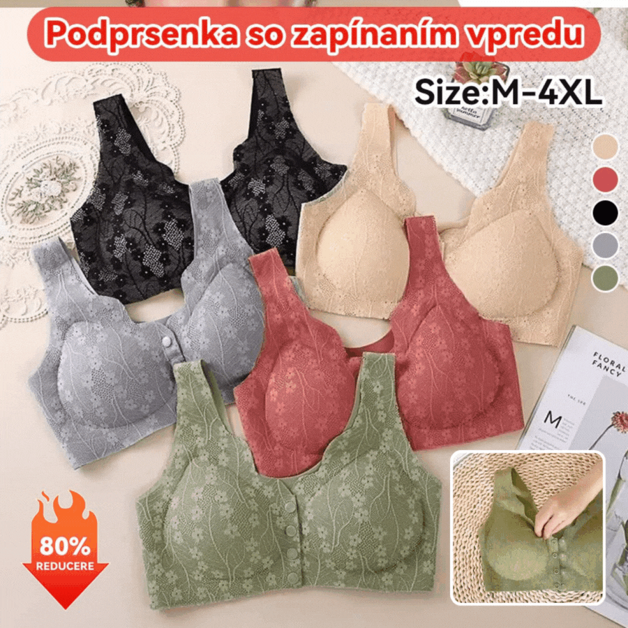 💖💖【Kúp jeden, druhý zdarma】Dámska bezdrôtová podprsenka s predným gombíkom❤️【40-100kg】