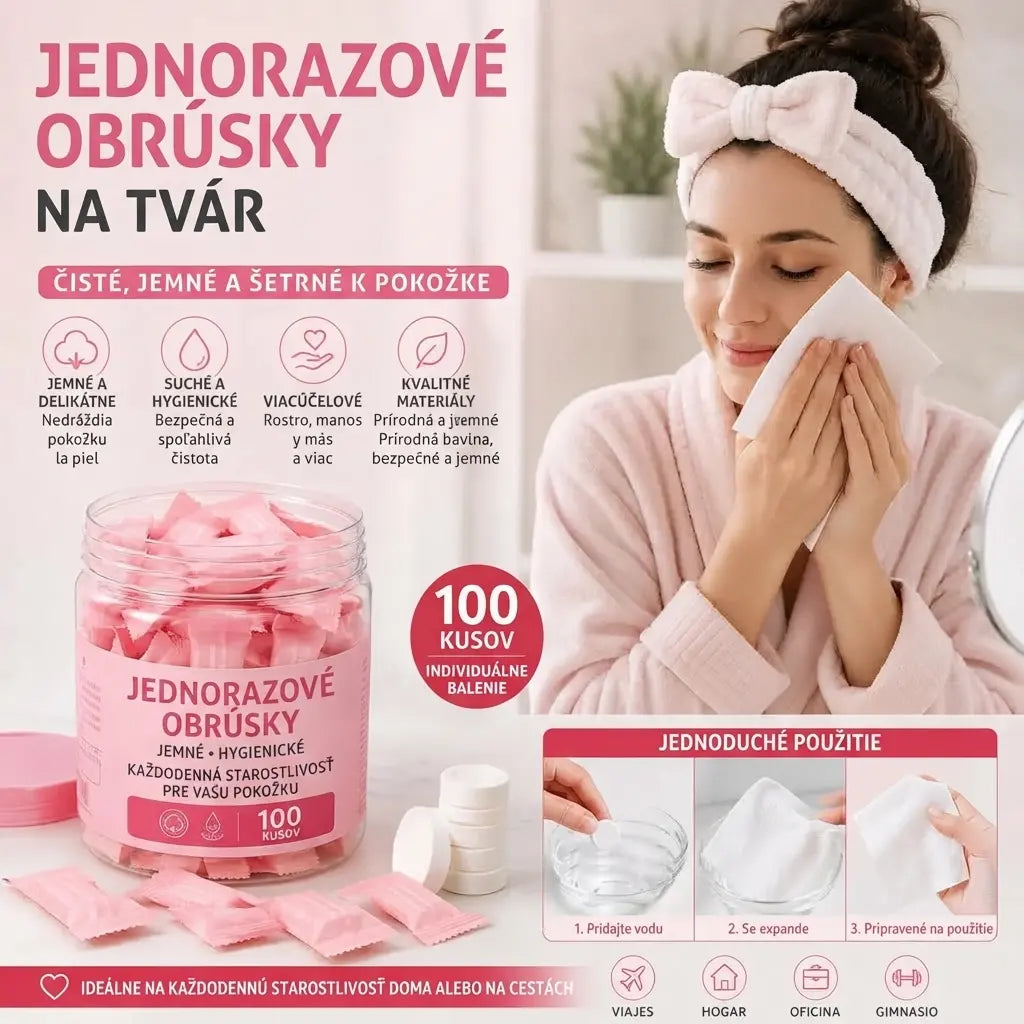 【100 kusov】Jednorázové uteráky, prenosné komprimované uteráky na tvár