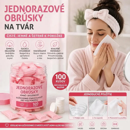 【100 kusov】Jednorázové uteráky, prenosné komprimované uteráky na tvár