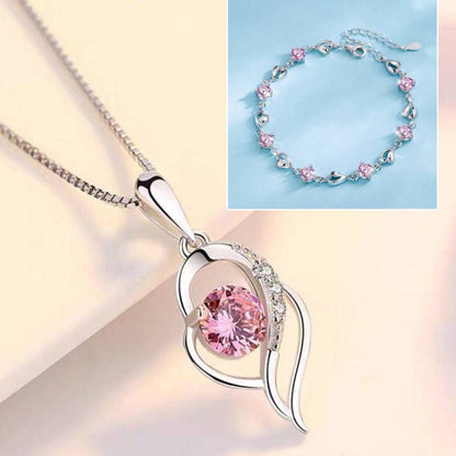 ✨💎【Akcija omejena – Popust do 50%】Komplet zapestnica + ogrlica »Srce oceana« iz srebra 925