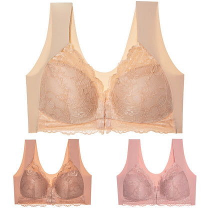 ✨【50%OFF】【3 kusov】Veľká sexy podprsenka s predným zapínaním bez oceľového krúžku, krásna spodná bielizeň na chrbte
