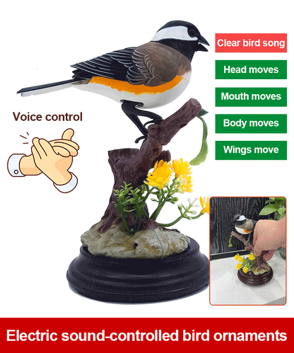 🦜🐦🐦Ustvarjalni, ljubki okraski v obliki ptic z glasovnim upravljanjem za dekoracijo namizja v sobi.