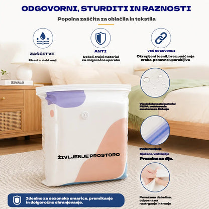 👕📦【5 kosov 24 evrov】Kompresijske vrečke za shranjevanje oblačil, brez potrebe po vakuumu, ojačana zasnova.