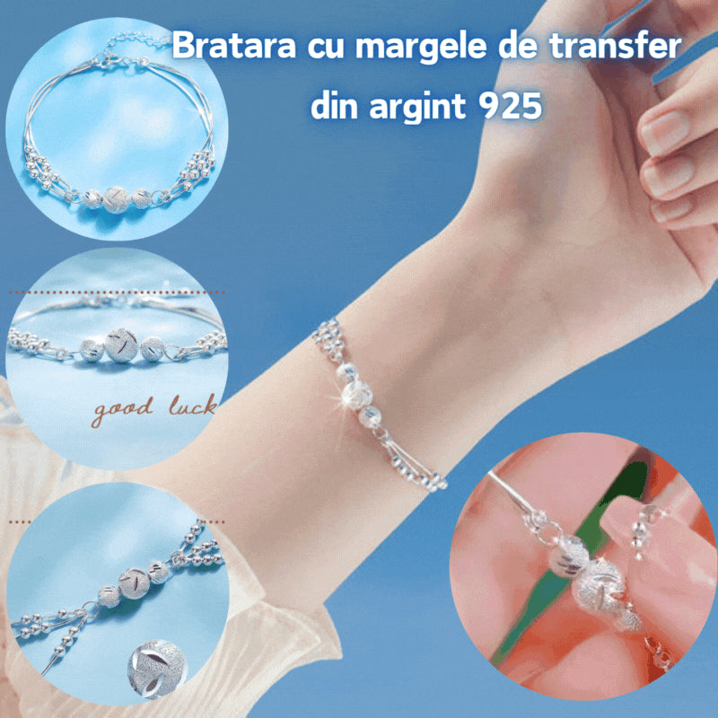 😀👉✨Обикновена гривна от сребро 925 с многослойни трансферни мъниста