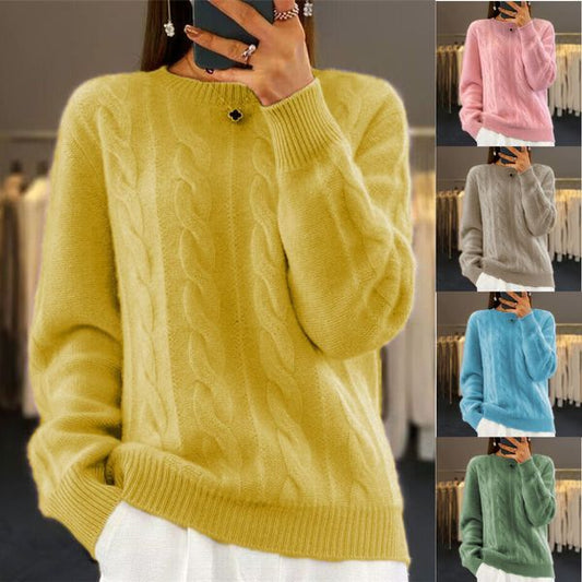 🔥Промоция – Намаление 40%🔥【S-2XL】2026 Едноцветен висококачествен мек и удобен вълнен пуловер