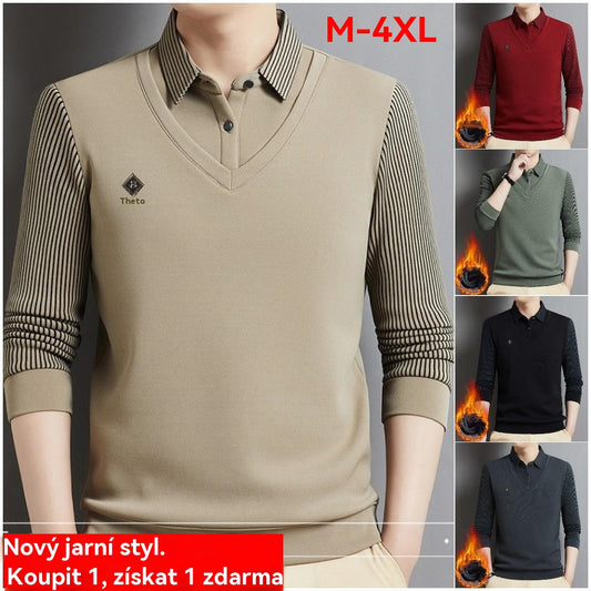 🔥【M-4XL】Moška vrhunska topla dvodelna majica iz kašmirja vse v enem