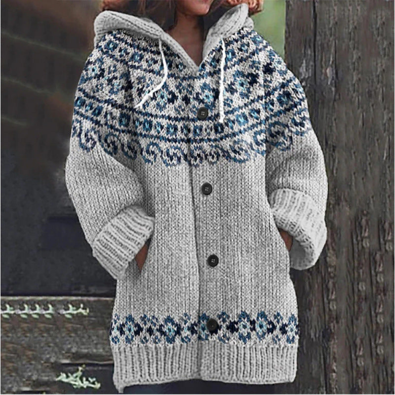 🤗🔥【S~5XL】✨Jesen/zima Nova elegantna barvita retro jakna s kapuco