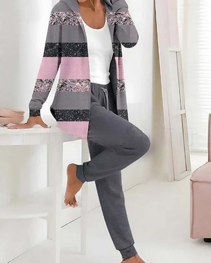 🏆️ Бестселър дамски дрехи 🔥 Нов двукомпонентен сет с принт (блуза с дълъг ръкав + дълъг панталон)