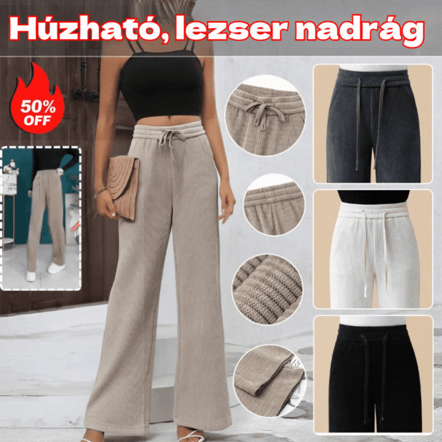 【🔥Újévi akciós ajánlat🔥】Új bársony lezser bő szárú nadrág, nagyon kényelmes viselet.