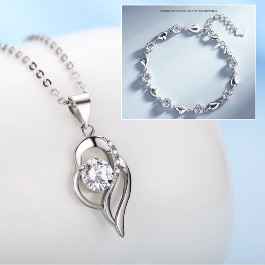 ✨💎【Akcija omejena – Popust do 50 %】Komplet zapestnica + ogrlica »Srce oceana« iz srebra 925