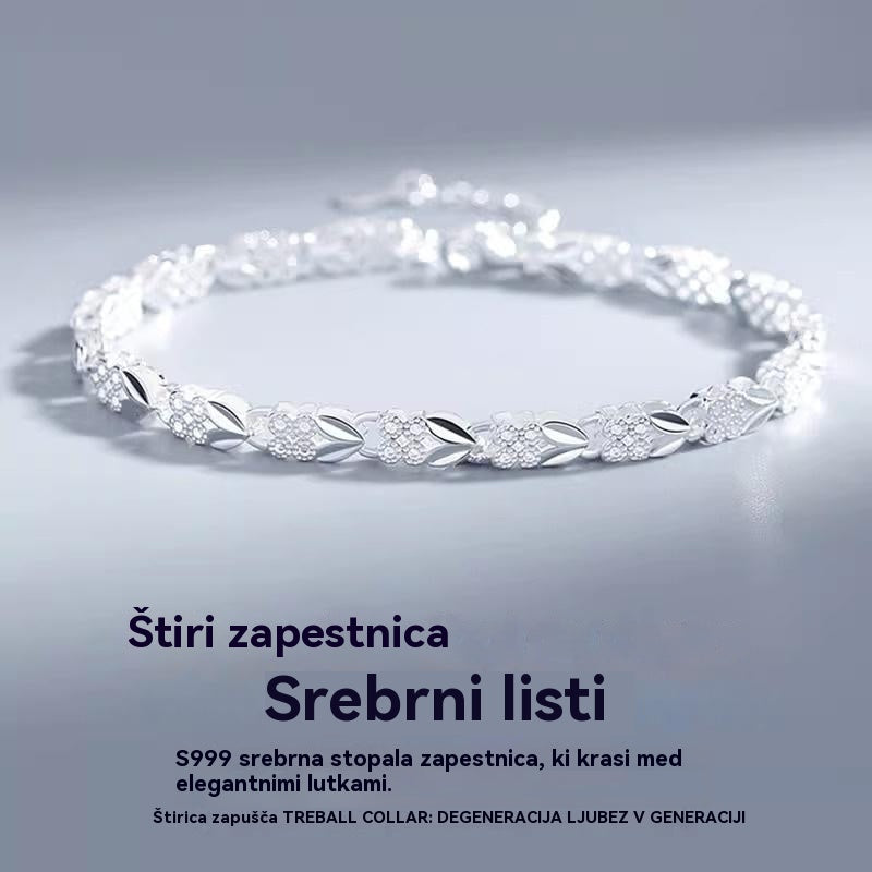 😀👉💖🍀Všeč mi je nova modna zapestnica iz srebra 925 s štiriperesno deteljico za ženske【30 % popust】