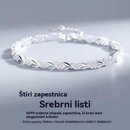 😀👉💖🍀Všeč mi je nova modna zapestnica iz srebra 925 s štiriperesno deteljico za ženske【30 % popust】