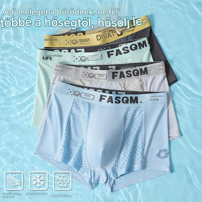 🔥【Vásárolj 3-ot, kapsz 3-at ingyen】Légáteresztő, hálós Ice Silk férfi boxeralsó. Rugalmas, kényelmes és lélegző.-4172187