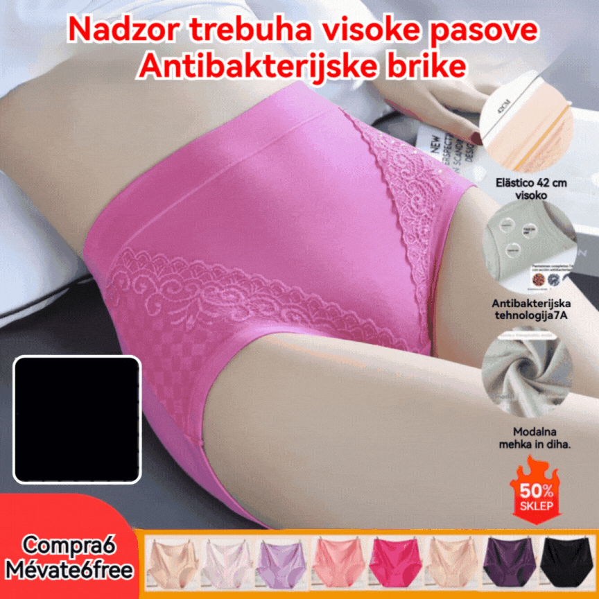 🔥🩲 【Kupite 3, dobite 3 brezplačno】 (6 kosov) Zadnji dan - 50 % popust - Antibakterijske hlačke z visokim pasom za trebušček