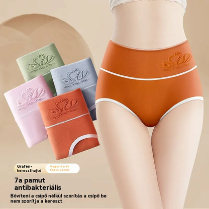 🎁✨🩲Női magas derekú, tiszta pamut alsónemű, 7A grafén antibakteriális alsó ágyékkal, has- és fenékemelő, légáteresztő bugyi.