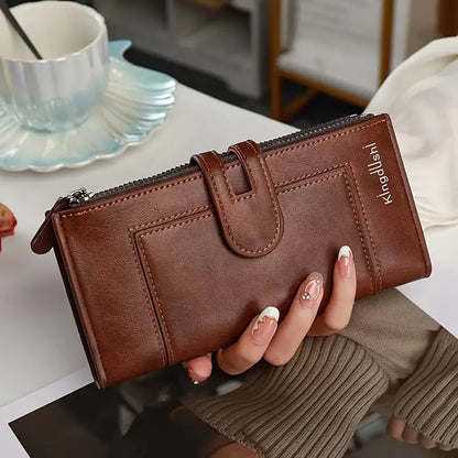 💰 Dámska retro originálna kožená priehradka na karty s dvojitým zipsom